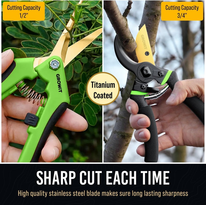 Craft911 8.5" Professional Bypass Pruning Shears & Gardening Scissors Set - Super Sharp Premium Garden Shears | Pruning Shears For Gardening, Garden Hedge Clippers Handheld Pruners - Garden Scissors - Image 3